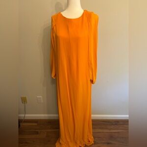 **Mango** Modest Orange Draped Capelet Gown for Weddings